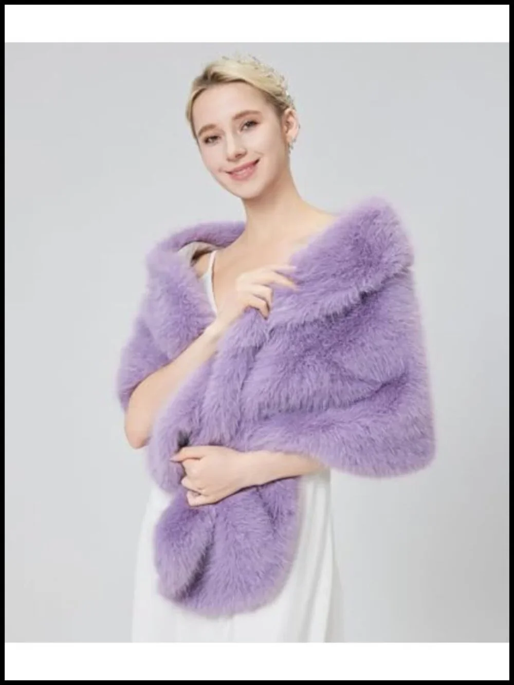 Women's Faux Fur Wrap Shawl Shrug Scarf Cape Stole Warm Winter Bridal